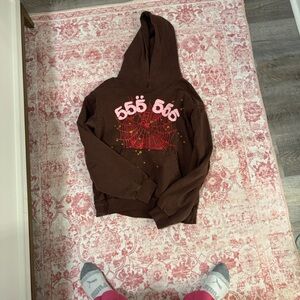 Spyder Brown Hoodie with Pink and Red Graphic